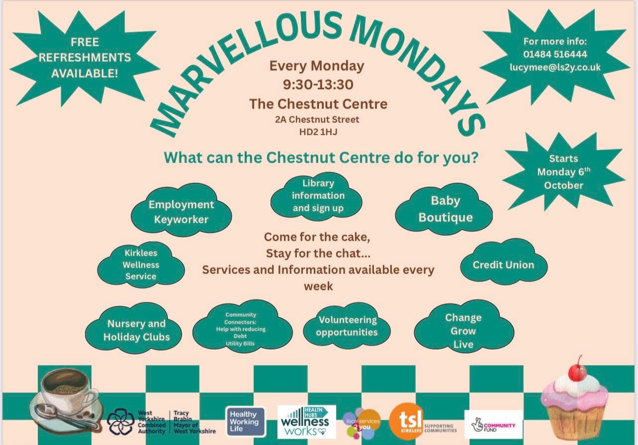 New ‘Marvellous Mondays’ Drop-In Launches at The Chestnut Centre — With Free Cake and Community Support