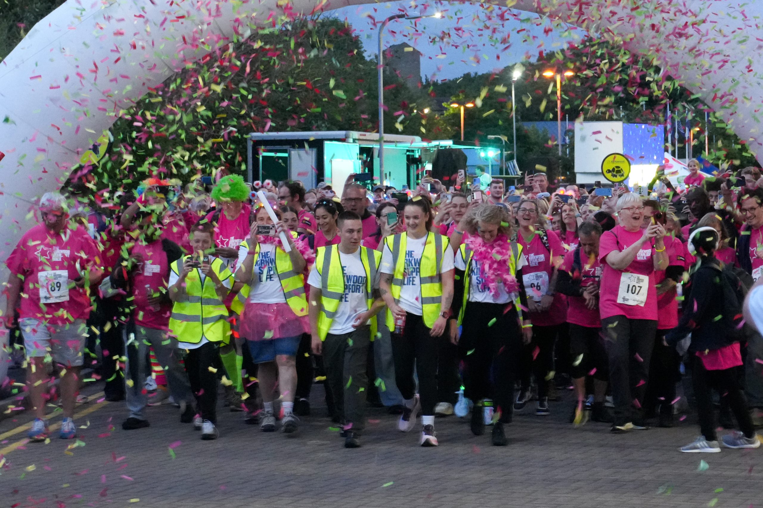Hundreds of walkers light up Huddersfield in pink for The Kirkwood's Starlight Walk
